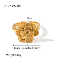 Ig Style Flower Stainless Steel 18k Gold Plated Open Ring In Bulk sku image 1