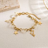 Casual Modern Style Tree Starfish Anchor Stainless Steel Imitation Pearl Layered Gold Plated Bracelets sku image 2