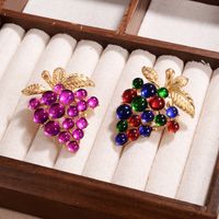 Elegant Vintage Style Luxurious Grape Copper Alloy Plating Inlay Glass Stone Women's Brooches 1 Piece main image 10