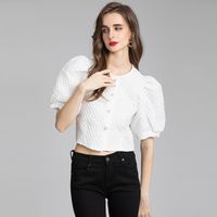 Women's Blouse Short Sleeve Blouses Romantic Solid Color main image 3