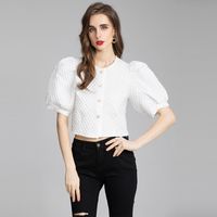 Women's Blouse Short Sleeve Blouses Romantic Solid Color main image 5