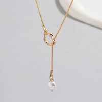 Simple Style Classic Style Solid Color Copper Pearl Plating Long Necklace main image 2