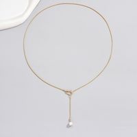 Simple Style Classic Style Solid Color Copper Pearl Plating Long Necklace main image 5