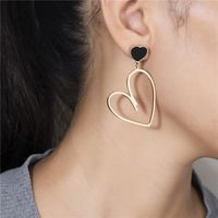 1 Pair Sweet Heart Shape Inlay Titanium Steel Shell Drop Earrings main image 4