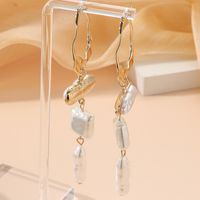 1 Pair Vacation Water Droplets Inlay Alloy Artificial Pearls Drop Earrings main image 4