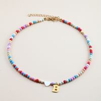 Vacation Letter Heart Shape Stainless Steel Mixed Materials Beaded Handmade Necklace sku image 4