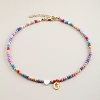 Vacation Letter Heart Shape Stainless Steel Mixed Materials Beaded Handmade Necklace sku image 9
