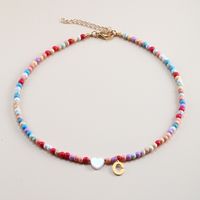 Vacation Letter Heart Shape Stainless Steel Mixed Materials Beaded Handmade Necklace sku image 3