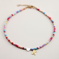 Vacation Letter Heart Shape Stainless Steel Mixed Materials Beaded Handmade Necklace sku image 13