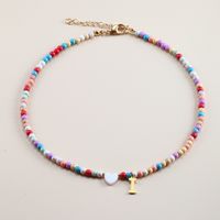 Vacation Letter Heart Shape Stainless Steel Mixed Materials Beaded Handmade Necklace sku image 11
