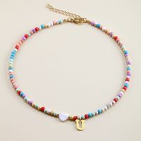Vacation Letter Heart Shape Stainless Steel Mixed Materials Beaded Handmade Necklace sku image 21