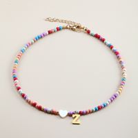 Vacation Letter Heart Shape Stainless Steel Mixed Materials Beaded Handmade Necklace sku image 26