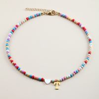 Vacation Letter Heart Shape Stainless Steel Mixed Materials Beaded Handmade Necklace sku image 20