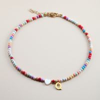 Vacation Letter Heart Shape Stainless Steel Mixed Materials Beaded Handmade Necklace sku image 17