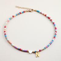 Vacation Letter Heart Shape Stainless Steel Mixed Materials Beaded Handmade Necklace sku image 14