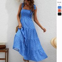 Women's Sheath Dress Simple Style Collarless Printing Sleeveless Solid Color Maxi Long Dress Daily main image 3
