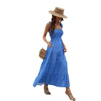 Women's Sheath Dress Simple Style Collarless Printing Sleeveless Solid Color Maxi Long Dress Daily main image 6