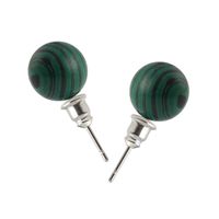 1 Pair Retro Commute Round Inlay Natural Stone Turquoise Tiger Eye Gem Ear Studs main image 2