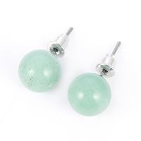 1 Pair Retro Commute Round Inlay Natural Stone Turquoise Tiger Eye Gem Ear Studs sku image 9
