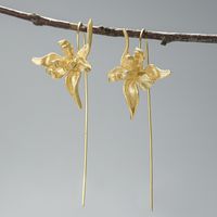 1 Pair Elegant Glam Tassel Flower Plating Sterling Silver Drop Earrings main image 1