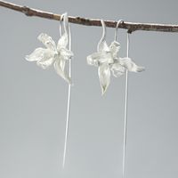 1 Pair Elegant Glam Tassel Flower Plating Sterling Silver Drop Earrings main image 4