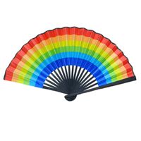23cm Black Straight Bone National Style Satin Fan Rainbow Series Abstract Painting Style Folding Fan Classic Ancient Style Small Folding Fan main image 5