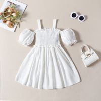Princess Solid Color Cotton Blend Polyester Girls Dresses sku image 16