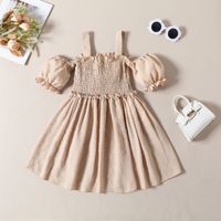 Princess Solid Color Cotton Blend Polyester Girls Dresses sku image 15