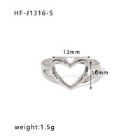 Ig Style Simple Style Heart Shape Solid Color Snake Stainless Steel Plating Hollow Out Open Ring sku image 1