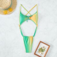 Women's Sexy Beach Gradient Color Backless 1 Piece One Piece main image 4