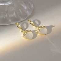 1 Pair Casual Simple Style Heart Shape Flower Bow Knot Enamel Plating Inlay Alloy Rhinestones Pearl Drop Earrings sku image 6
