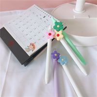 Korean Ins Slim Elegant White Rod Little Flower Black Neutral Ball Pen Office Writing 0.5mm Signature Pen main image 3