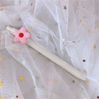 Korean Ins Slim Elegant White Rod Little Flower Black Neutral Ball Pen Office Writing 0.5mm Signature Pen sku image 2