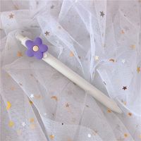 Korean Ins Slim Elegant White Rod Little Flower Black Neutral Ball Pen Office Writing 0.5mm Signature Pen sku image 1