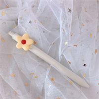 Korean Ins Slim Elegant White Rod Little Flower Black Neutral Ball Pen Office Writing 0.5mm Signature Pen sku image 3