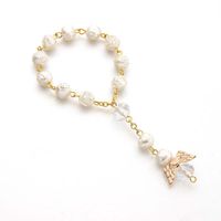 Croix-frontière Vente Chaude Religieux Vent Froid Spécial-intérêt Conception Perles Amour Ange Ailes Bracelet Bracelet Rose Perle main image 3