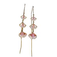 1 Pair Retro Flower Inlay Metal Artificial Gemstones Zircon Drop Earrings main image 5