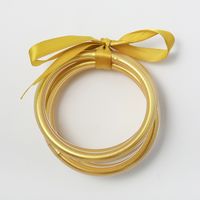 Casual Simple Style Solid Color Bow Knot Plastic Silica Gel Gold Foil Women's Wristband sku image 1