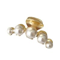 Casual Simple Style Round Crown Solid Color Metal Inlay Pearl Hair Claws main image 4
