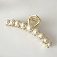 Casual Simple Style Round Crown Solid Color Metal Inlay Pearl Hair Claws sku image 5