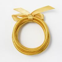Casual Simple Style Solid Color Bow Knot Plastic Silica Gel Gold Foil Women's Wristband sku image 2