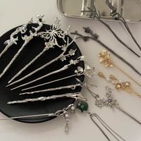 Chinoiserie Retro Bamboo Flower Butterfly Alloy Plating Inlay Rhinestones Pearl Hairpin main image 1