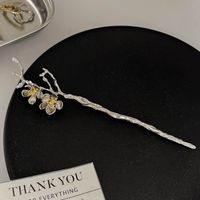 Chinoiserie Retro Bamboo Flower Butterfly Alloy Plating Inlay Rhinestones Pearl Hairpin sku image 56