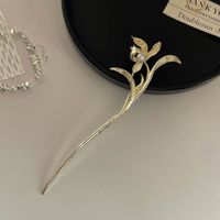 Chinoiserie Retro Bamboo Flower Butterfly Alloy Plating Inlay Rhinestones Pearl Hairpin sku image 25