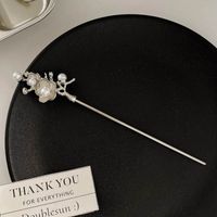 Chinoiserie Retro Bamboo Flower Butterfly Alloy Plating Inlay Rhinestones Pearl Hairpin sku image 21