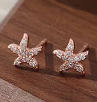 1 Pair Simple Style Starfish Inlay Sterling Silver Zircon Ear Studs sku image 3