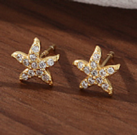 1 Pair Simple Style Starfish Inlay Sterling Silver Zircon Ear Studs sku image 2