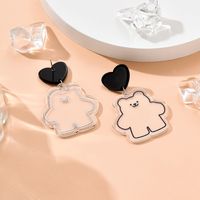 1 Pair Cute Simple Style Bear Heart Shape Arylic Drop Earrings main image 1