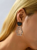 1 Pair Cute Simple Style Bear Heart Shape Arylic Drop Earrings main image 4