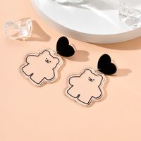 1 Pair Cute Simple Style Bear Heart Shape Arylic Drop Earrings main image 2